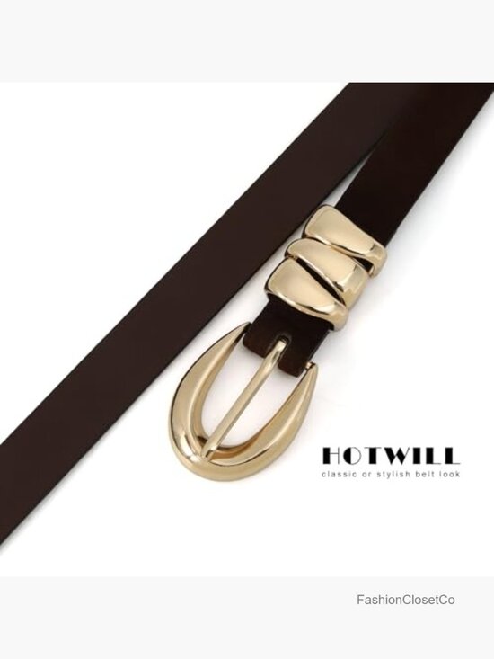 Faux Leather Skinny Belt with Gold Buckle for Jeans Dresses main image 6